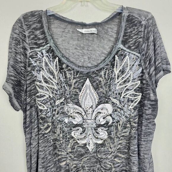 Maurices Womens Fleur de Lis Graphic Tee Black 1x - Picture 3 of 9